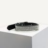 D&S Black Diamante Vegan Leather Dog Collar