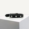 D&S Black Geometric Vegan Leather Dog Collar