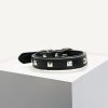 D&S Black Square Stud Vegan Leather Dog Collar