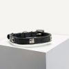 D&S Black Square Stud Vegan Leather Cat Collar