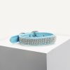 D&S Blue Diamante Vegan Leather Dog Collar