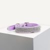 D&S Lilac Diamante Vegan Leather Dog Collar