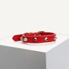 D&S Red Spike Vegan Leather Dog Collar