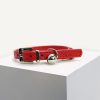 D&S Red Square Stud Vegan Leather Cat Collar - Image 2
