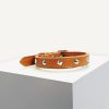 D&S Tan Geometric Vegan Leather Dog Collar