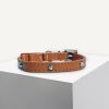 D&S Tan Spike Vegan Leather Cat Collar
