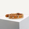 D&S Tan Square Stud Vegan Leather Dog Collar