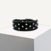 D&S Black Genuine Leather Staffy Collar