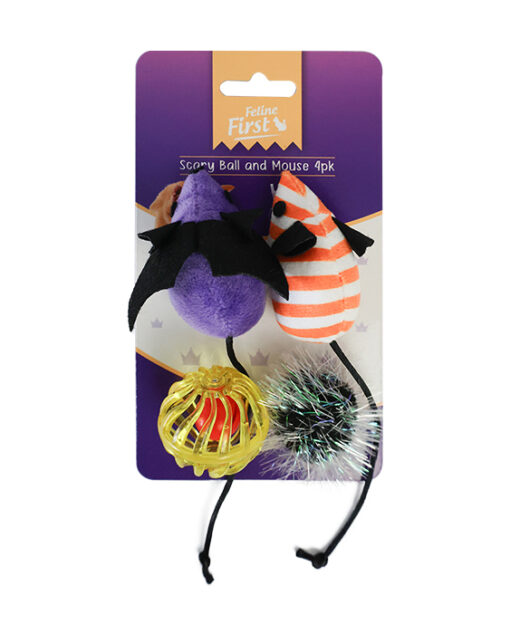 Feline First Scary Ball and Mouse 4pk
