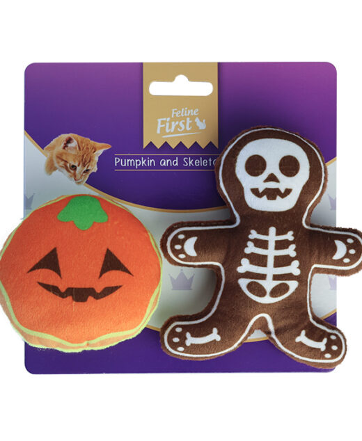 Feline First Pumpkin and Skeleton Duo