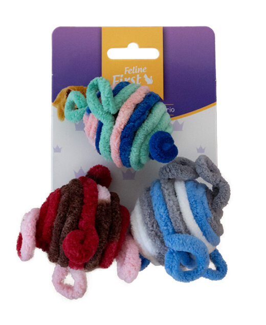 Feline First Stripey Threaded Ball Trio (6)