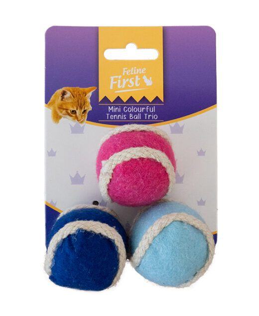 Feline First Mini Colourful Tennis Ball Trio (6)