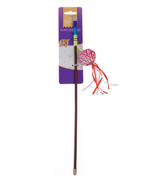 Feline First Pink Ribbon Tail Ball Cat Wand (6)