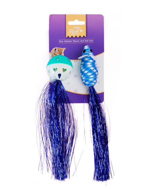 Feline First Blue Glimmer Mouse and Ball Duo (6)
