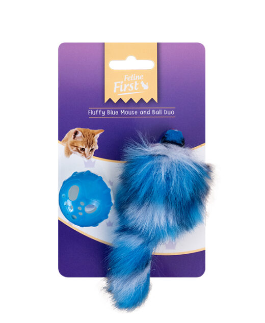 Feline First Fluffy Blue Mouse and Ball Duo (6)